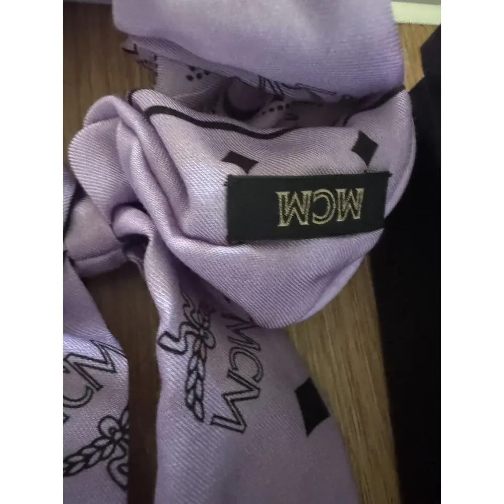 MCM silk and cotton purple rose banadanna scrunchie Full Set! Ready For Gifting - Picture 4 of 5